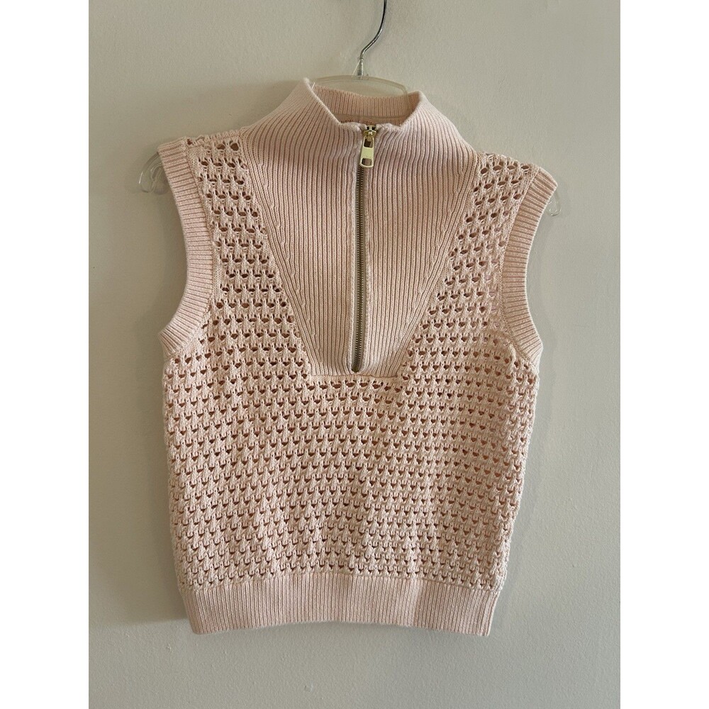 VARLEY Bains Half Zip Knit Tank - Soft Pink - Size M